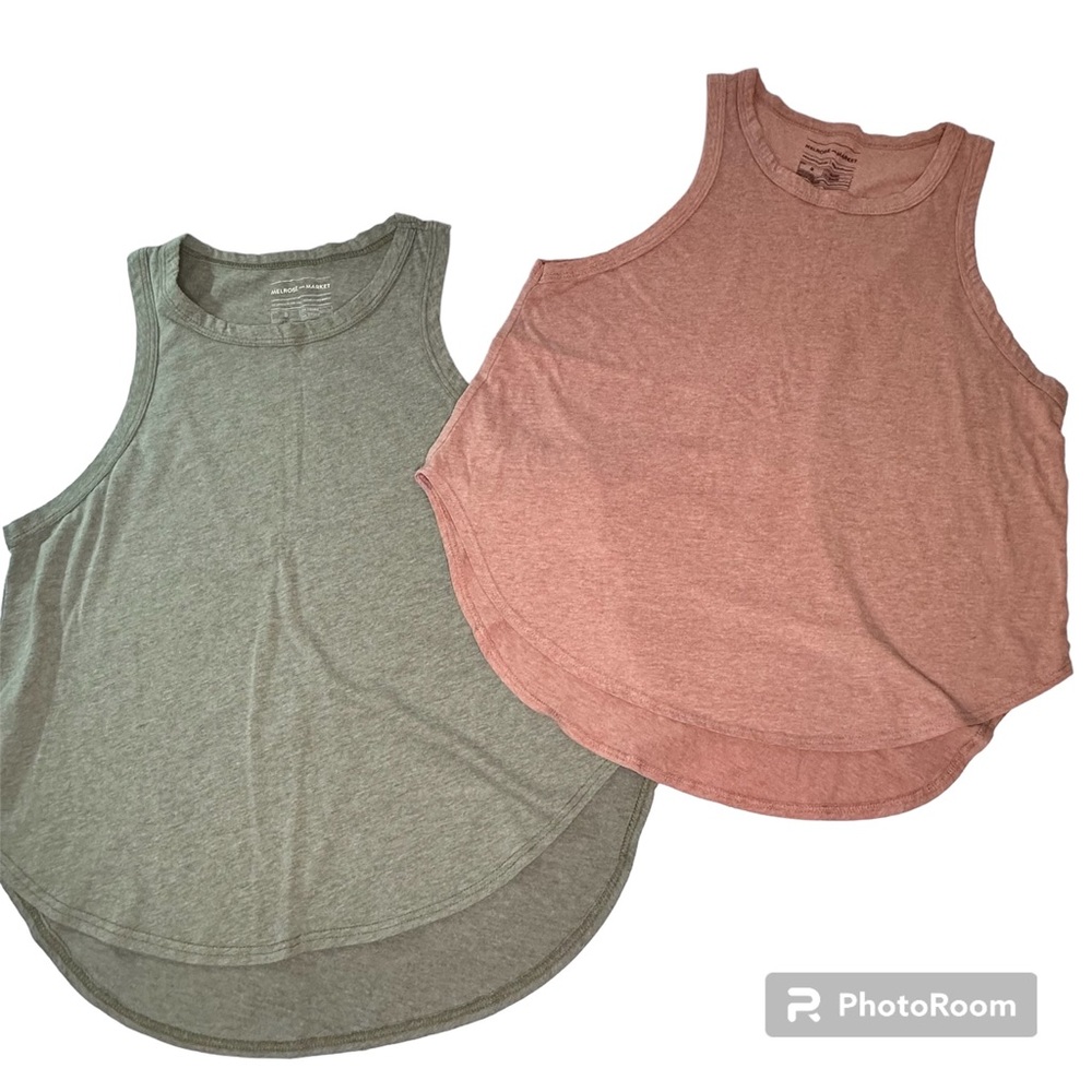 Melrose and Market | Green & Pink 2 Piece Bundle Athletic Tank Tops | Size S